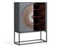 Giner y Colomer Buffet Vitrine en Bois de Mango et Métal 2 Portes avec 3 Étagères - Patins Gris et Marron 142x107x40 cm
